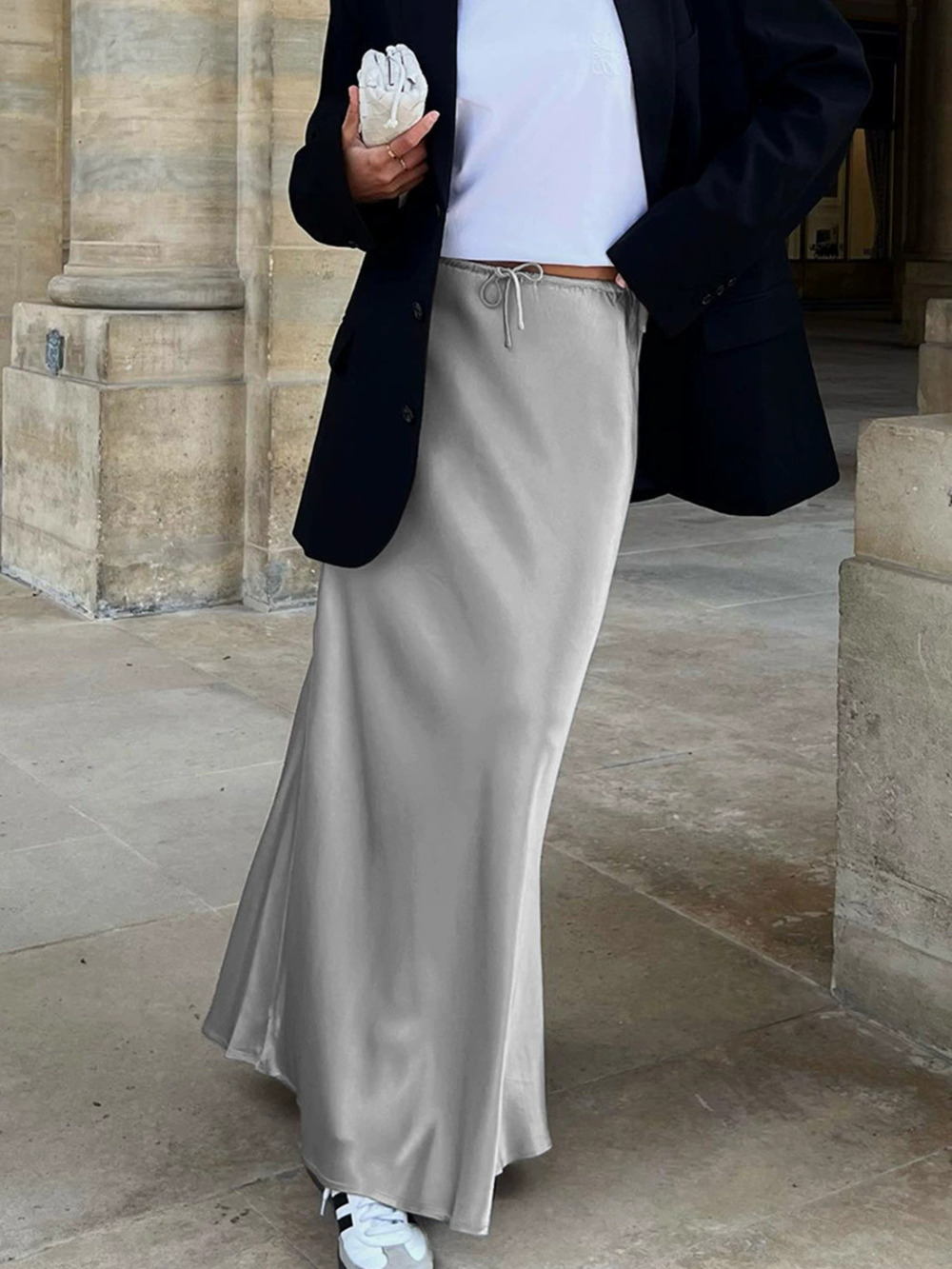 Forever 21 Matte Satin Mermaid Maxi Skirt Drape Tie Waist Spring Workwear